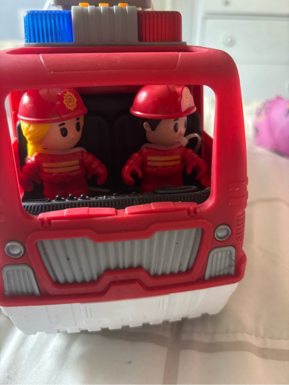 Red Fire Truck Playset with Two Firefighter Figures - Kids Vehicles
